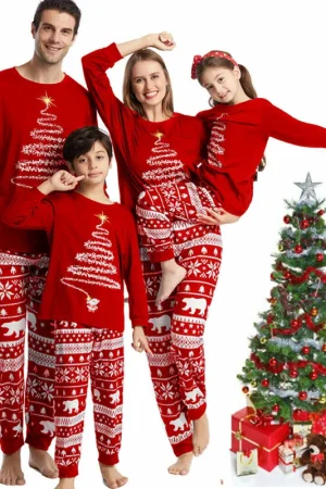 2026 Family Matching Outfits Red Christmas Pajamas Sets Father Mother Daughter and Son Pyjamas Aldult Kids Xmas Family Clothing