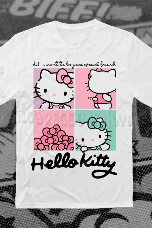 HelloKitty Fun Halloween Cotton T-shirt Cartoon Humorous Pattern Printed Short Sleeve Kid Adult Party Parent Child Clothing